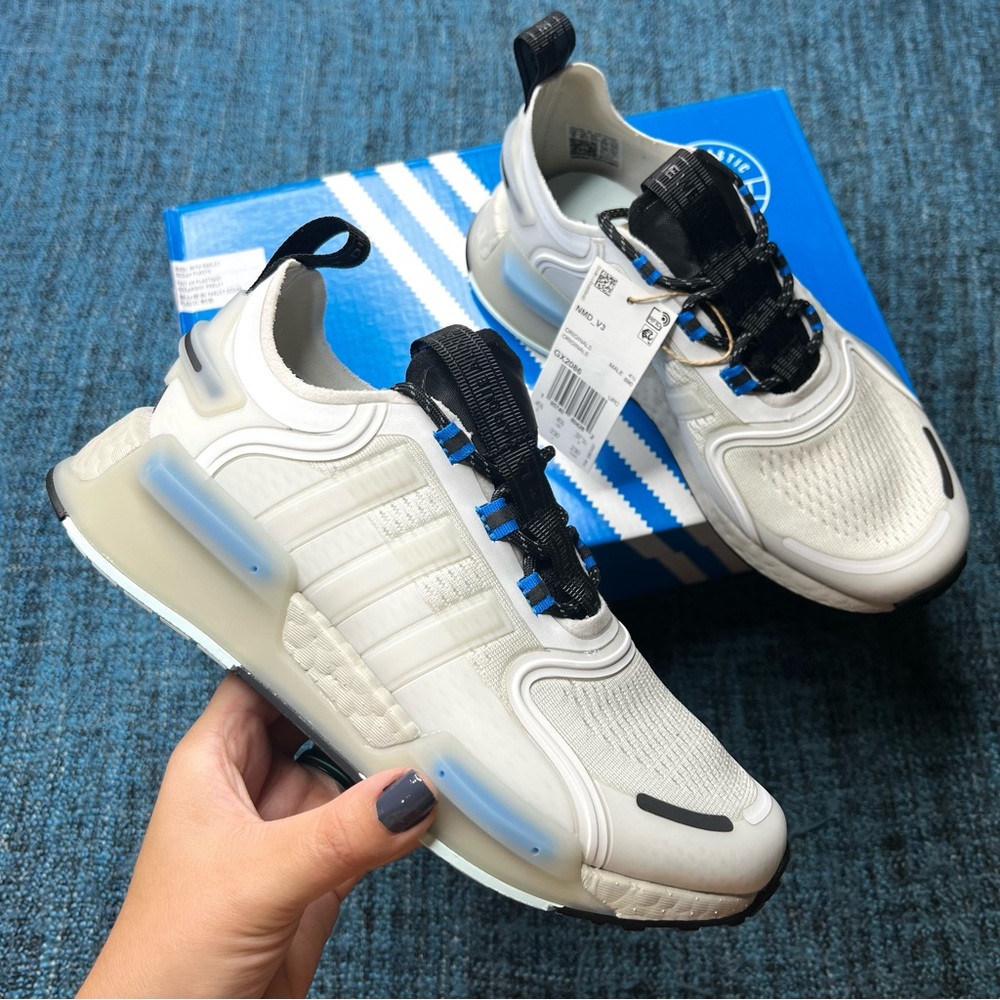 Adidas NMD V3 Sneakers in Crystal White Grey Blue Rush Men's 5 or Women's 6.5